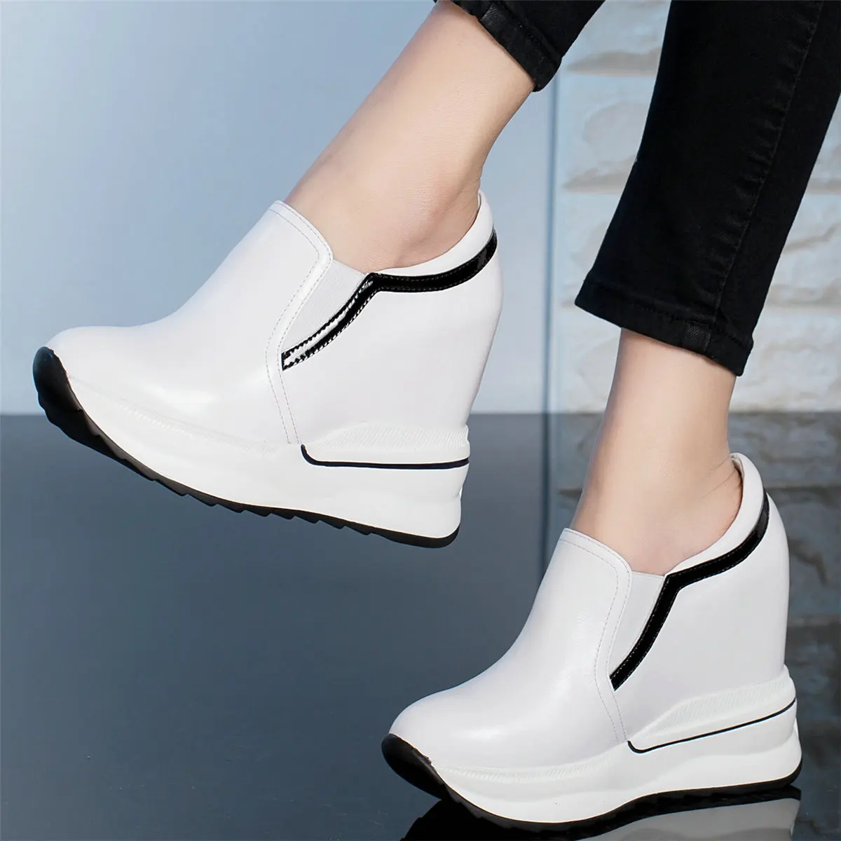 12cm Super High Heels Ankle Boots Women Cow Leather Platform Party Pumps Female Round Toe Wedges Fashion Sneakers Casual Shoes
12cm Super High Heels Ankle Boots Women Cow Leather Platform Party Pumps Female Round Toe Wedges Fashion Sneakers Casual Shoes