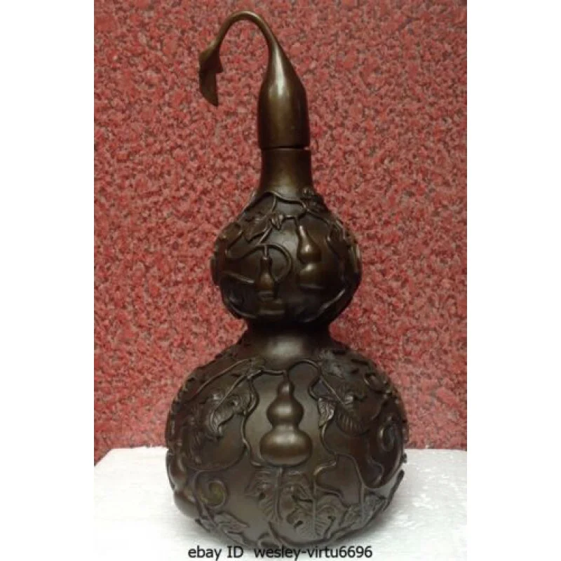 Chinese Folk Feng Shui Pure Bronze Copper Carving Lucky Ru Yi Gourd Cucurbit 31cm
Chinese Folk Feng Shui Pure Bronze Copper Carving Lucky Ru Yi Gourd Cucurbit 31cm