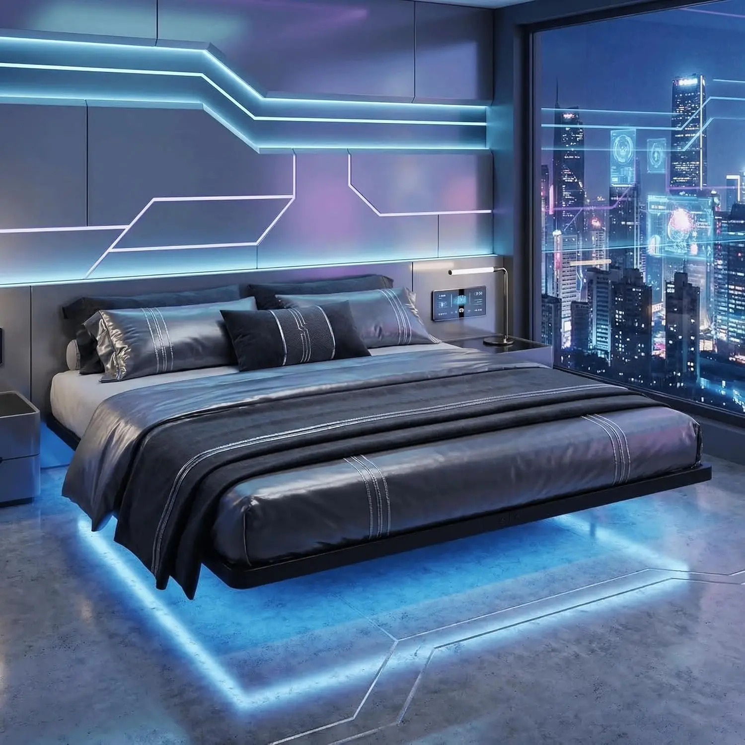 SHA CERLIN Floating Bed Frame King Size with Smart LED Lights and Charging Station, Heavy Duty Metal Platform Bed with Modern De
SHA CERLIN Floating Bed Frame King Size with Smart LED Lights and Charging Station, Heavy Duty Metal Platform Bed with Modern De