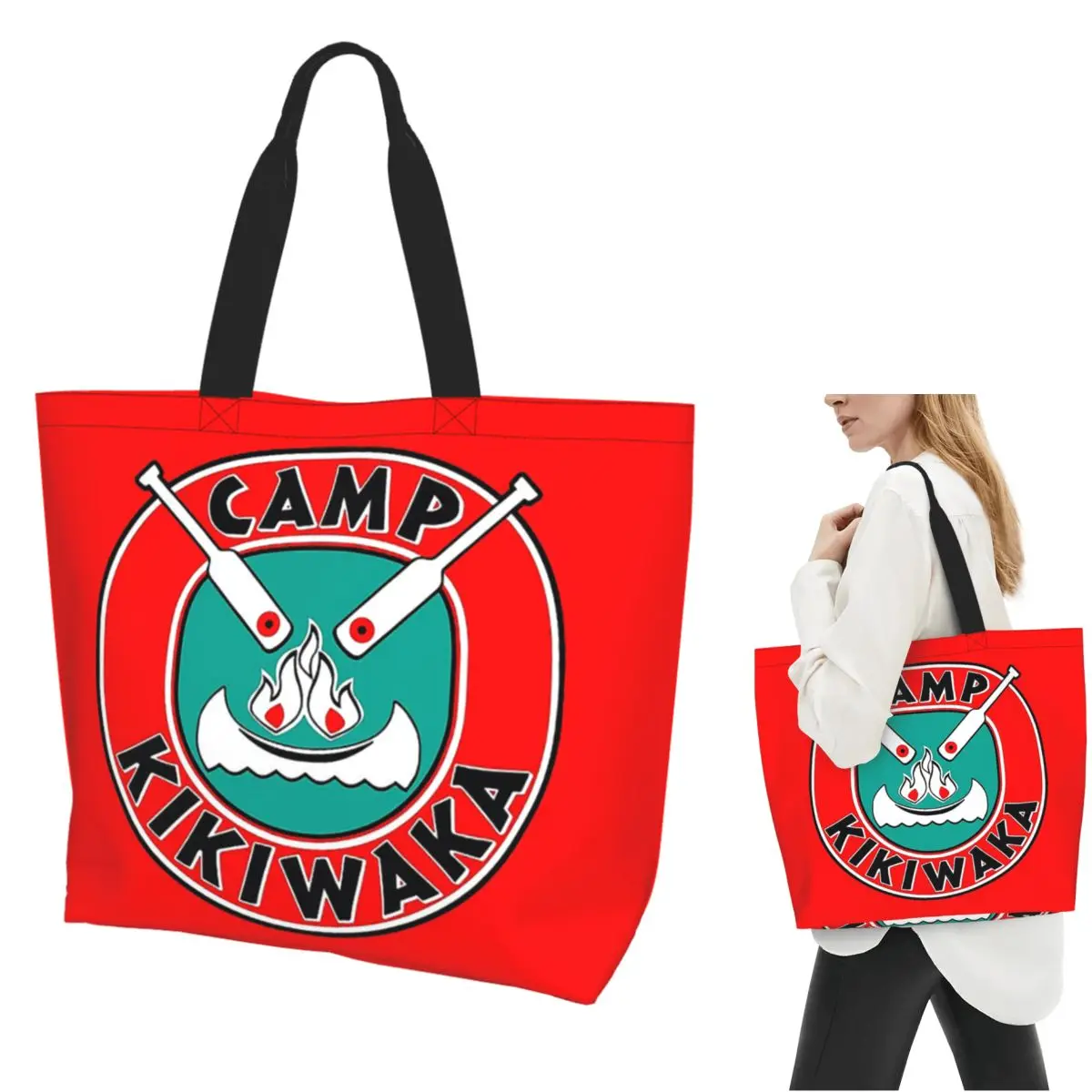 Camp Kikiwaka - Bunk'd - Red Background Shopping Tote Bag Canvas Large Capacity Shoulder Bags Shopper Grocery Handbag for Women
Camp Kikiwaka - Bunk'd - Red Background Shopping Tote Bag Canvas Large Capacity Shoulder Bags Shopper Grocery Handbag for Women