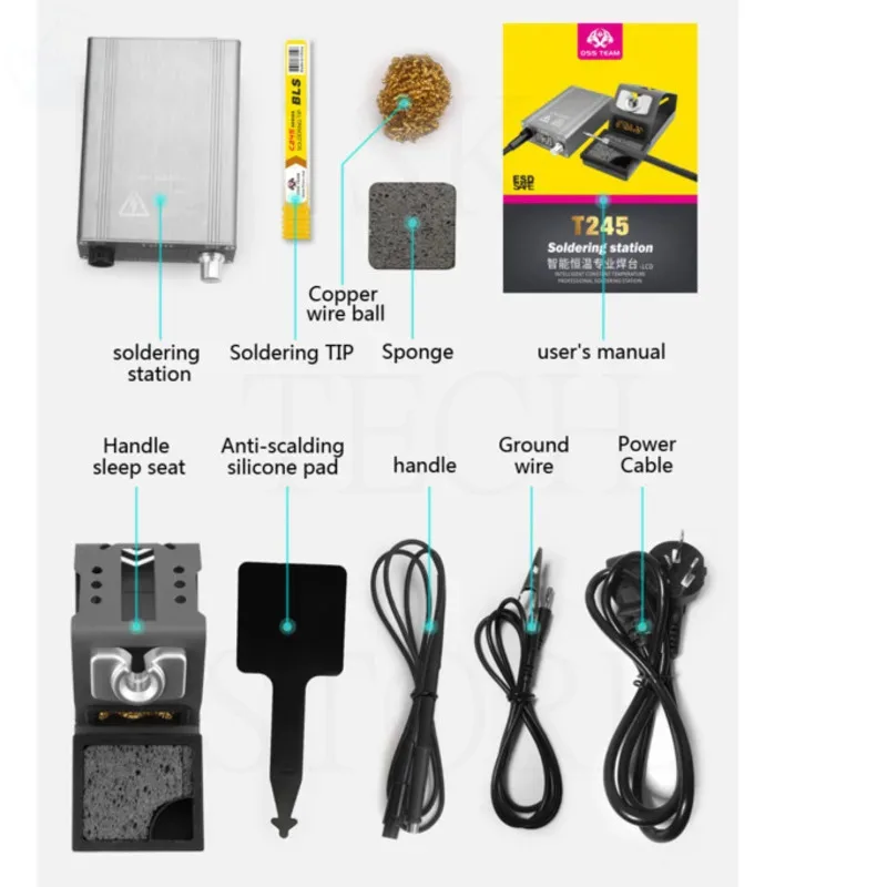 OSS T245 Smart Soldering Station Digital Welding Equipment Solder Machine for Electronic Mobile Phone PCB Repair Tools C245 Tip
OSS T245 Smart Soldering Station Digital Welding Equipment Solder Machine for Electronic Mobile Phone PCB Repair Tools C245 Tip