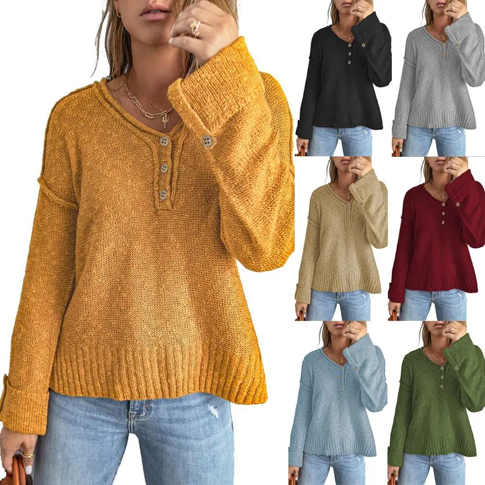 Women's Knitted oulder Sweater Regular Fit Knitwear Casual Sle Button Detail Mid-Thi Pure Color Winter Wear
Women's Knitted oulder Sweater Regular Fit Knitwear Casual Sle Button Detail Mid-Thi Pure Color Winter Wear