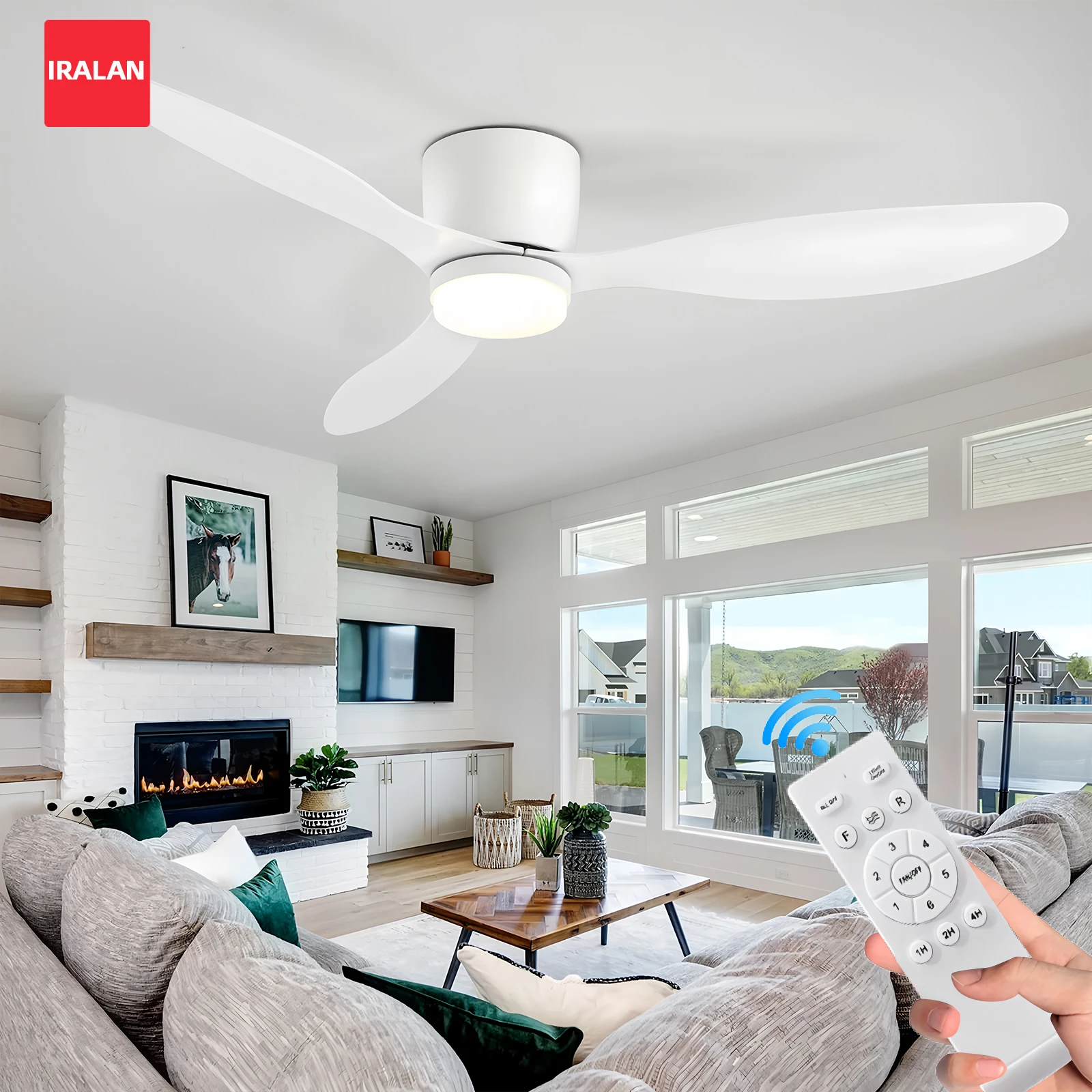 Energy Efficient Ceiling Fan Lamp Remote Control 6 Speed Levels LED 3-color Light Office Home Modern 52" Ceiling Fan with Light
Energy Efficient Ceiling Fan Lamp Remote Control 6 Speed Levels LED 3-color Light Office Home Modern 52" Ceiling Fan with Light