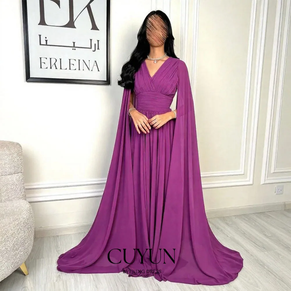 CUYUN Customized Modern Style Sexy Chiffon Pleat Ruched Sash Draped A-line V-neck Long Dresses Bespoke Occasion Dresses Elegant
CUYUN Customized Modern Style Sexy Chiffon Pleat Ruched Sash Draped A-line V-neck Long Dresses Bespoke Occasion Dresses Elegant