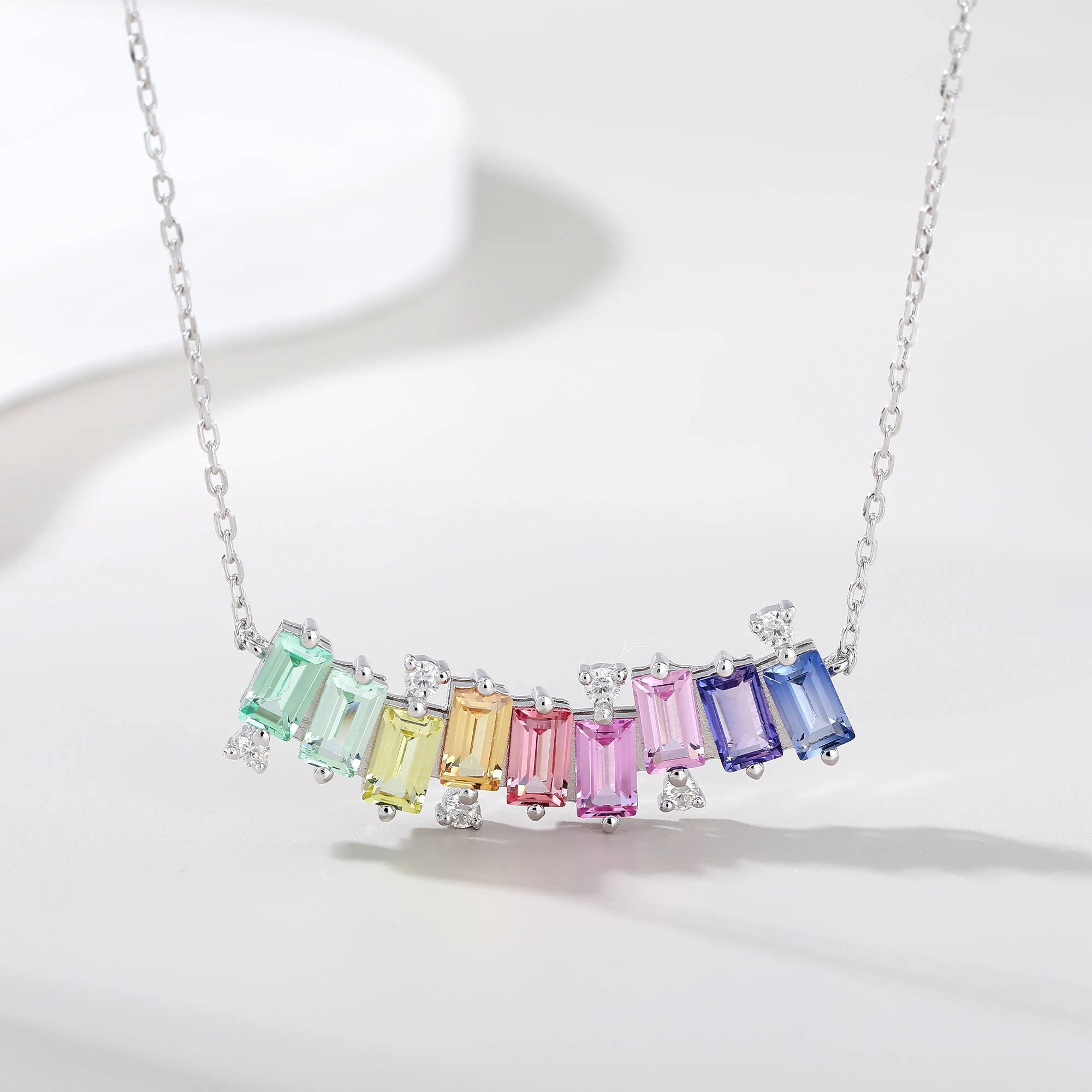 Fashionable And Trendy Rainbow Color Lab Grown Gemstone Emerald Cut necklace For Women Birthday Gift
Fashionable And Trendy Rainbow Color Lab Grown Gemstone Emerald Cut necklace For Women Birthday Gift