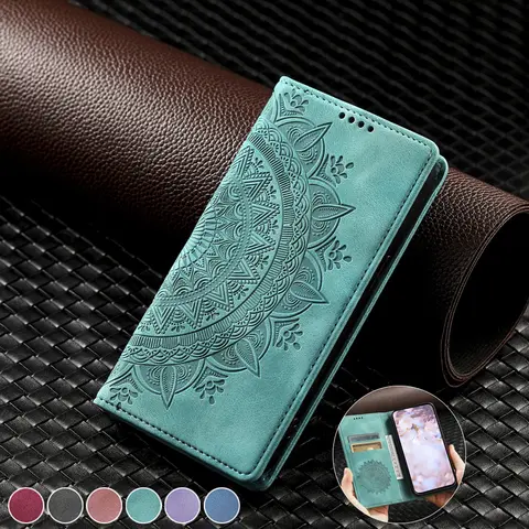 Funda magnética para iPhone 15 Pro Max, Funda de cuero Mandala para iPhone 15 14 7 8 Plus 11 12 13 Pro Max X XS XR SE 2022 Fundas