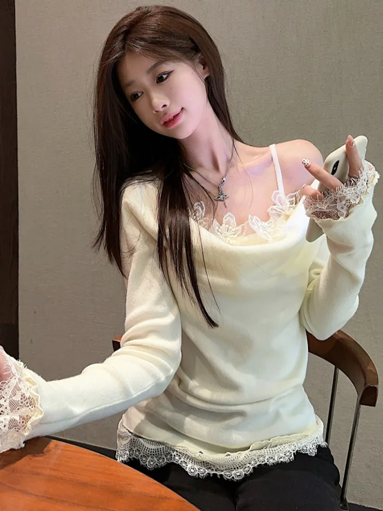 Handmade Floral Knitwear Long Sleeve Lace Splicing Wooden Swing Collar Pure Desire Style Women's Inner Wear Top for Autu...
Handmade Floral Knitwear Long Sleeve Lace Splicing Wooden Swing Collar Pure Desire Style Women's Inner Wear Top for Autu...