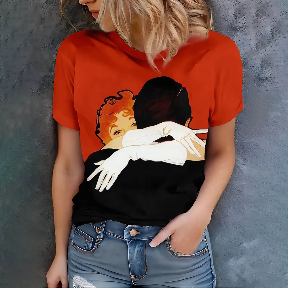 Women's Orange Black White Hug Couple Printed T-shirt - Art Casual Style Summer Round Neck Short Sleeve
Women's Orange Black White Hug Couple Printed T-shirt - Art Casual Style Summer Round Neck Short Sleeve
