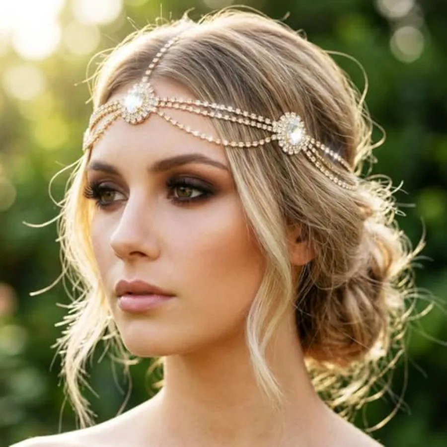Boho Head Chain Jewelry Rhinestone Gold Headpiece Jewelry Bride Wedding Hair Accessories for Women
Boho Head Chain Jewelry Rhinestone Gold Headpiece Jewelry Bride Wedding Hair Accessories for Women
