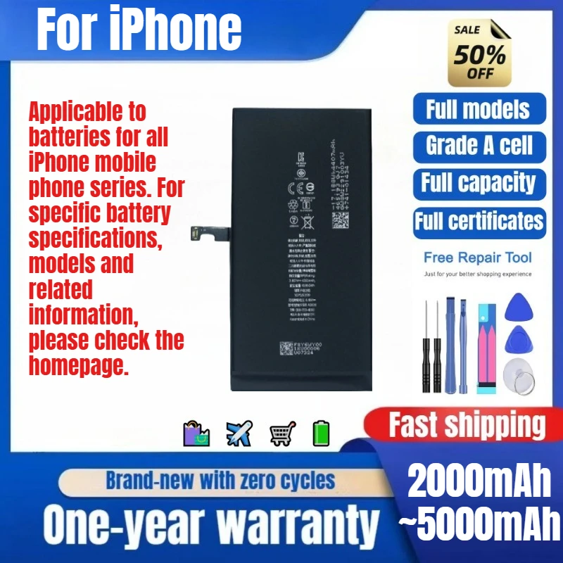 Battery for IPhone 5S/5C/6/6P/6S/6SP/7/7P/8/8P/X/XS/XSM/XR/11/11Pro/11PM/12/12mini/12Pro/12PM/13/13mini/13Pro/13PM/14/14P/14Pro
Battery for IPhone 5S/5C/6/6P/6S/6SP/7/7P/8/8P/X/XS/XSM/XR/11/11Pro/11PM/12/12mini/12Pro/12PM/13/13mini/13Pro/13PM/14/14P/14Pro