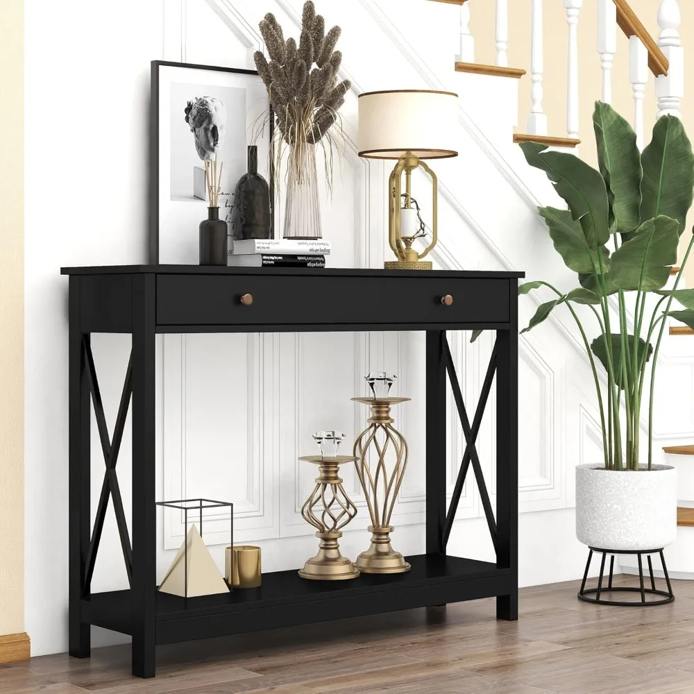 Oxford Design Console Table with Drawer and Storage Shelves, Foyer Sofa Table Narrow for Entryway, Living Room, Hallway
Oxford Design Console Table with Drawer and Storage Shelves, Foyer Sofa Table Narrow for Entryway, Living Room, Hallway