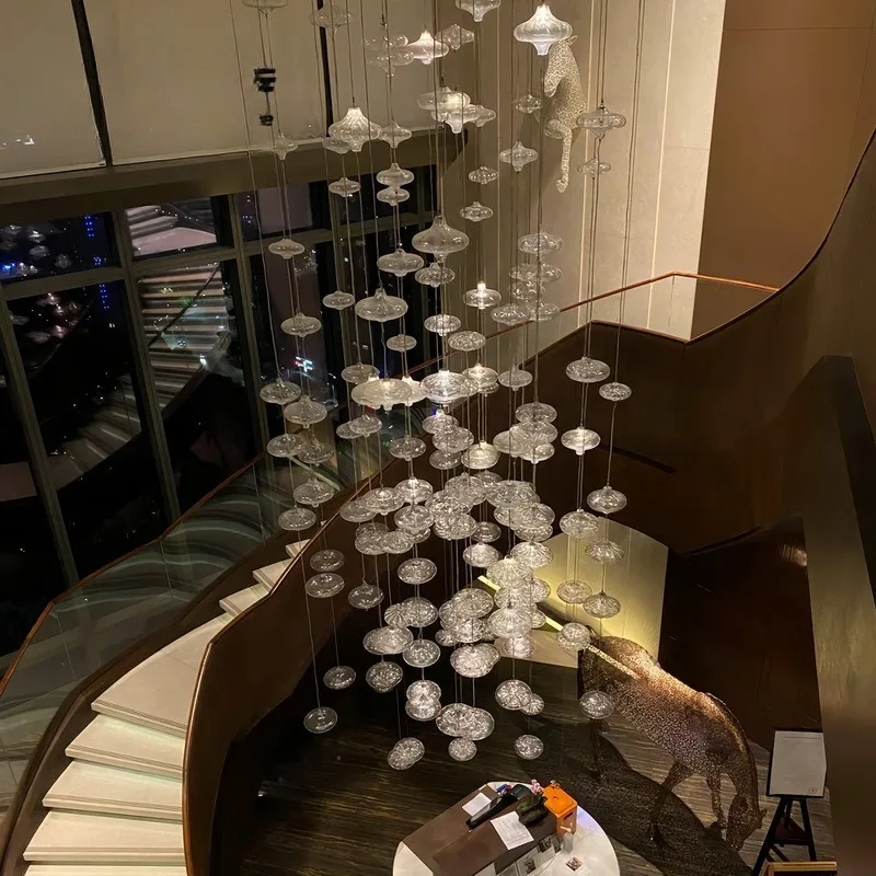 Двухуровневая люстра для гостиничного лобби, креативная стеклянная лампа с дизайнерским оформлением для клубного зала, виллы, холла
Двухуровневая люстра для гостиничного лобби, креативная стеклянная лампа с дизайнерским оформлением для клубного зала, виллы, холла