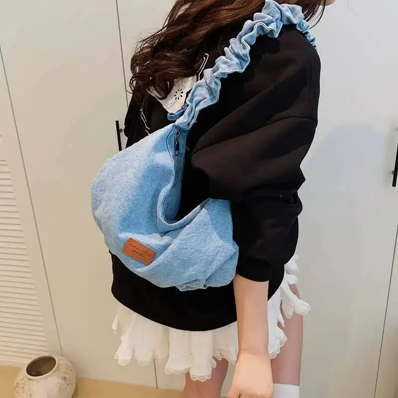 Женская модная джинсовая сумка на плечо, большая парусиновая сумка с клецками, сумка через плечо, рабочая джинсовая сумка через плечо, регулируемая сумка на цепочке
Женская модная джинсовая сумка на плечо, большая парусиновая сумка с клецками, сумка через плечо, рабочая джинсовая сумка через плечо, регулируемая сумка на цепочке