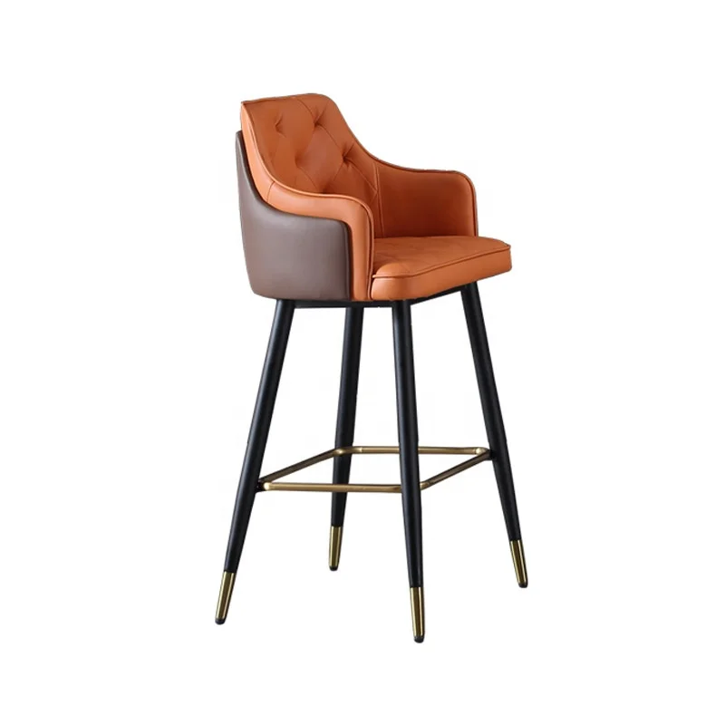 Металлический барный стул из кожаной ткани Стул с подлокотниками
Металлический барный стул из кожаной ткани Стул с подлокотниками