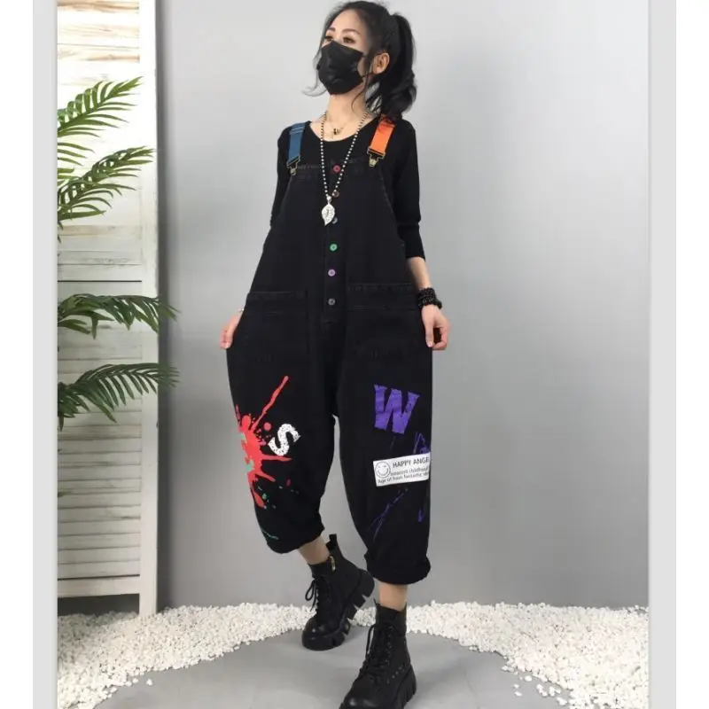 2026 American Style Spring/summer Women's Denim Overalls Printed High Waisted Oversized Jumpsuit
2026 American Style Spring/summer Women's Denim Overalls Printed High Waisted Oversized Jumpsuit