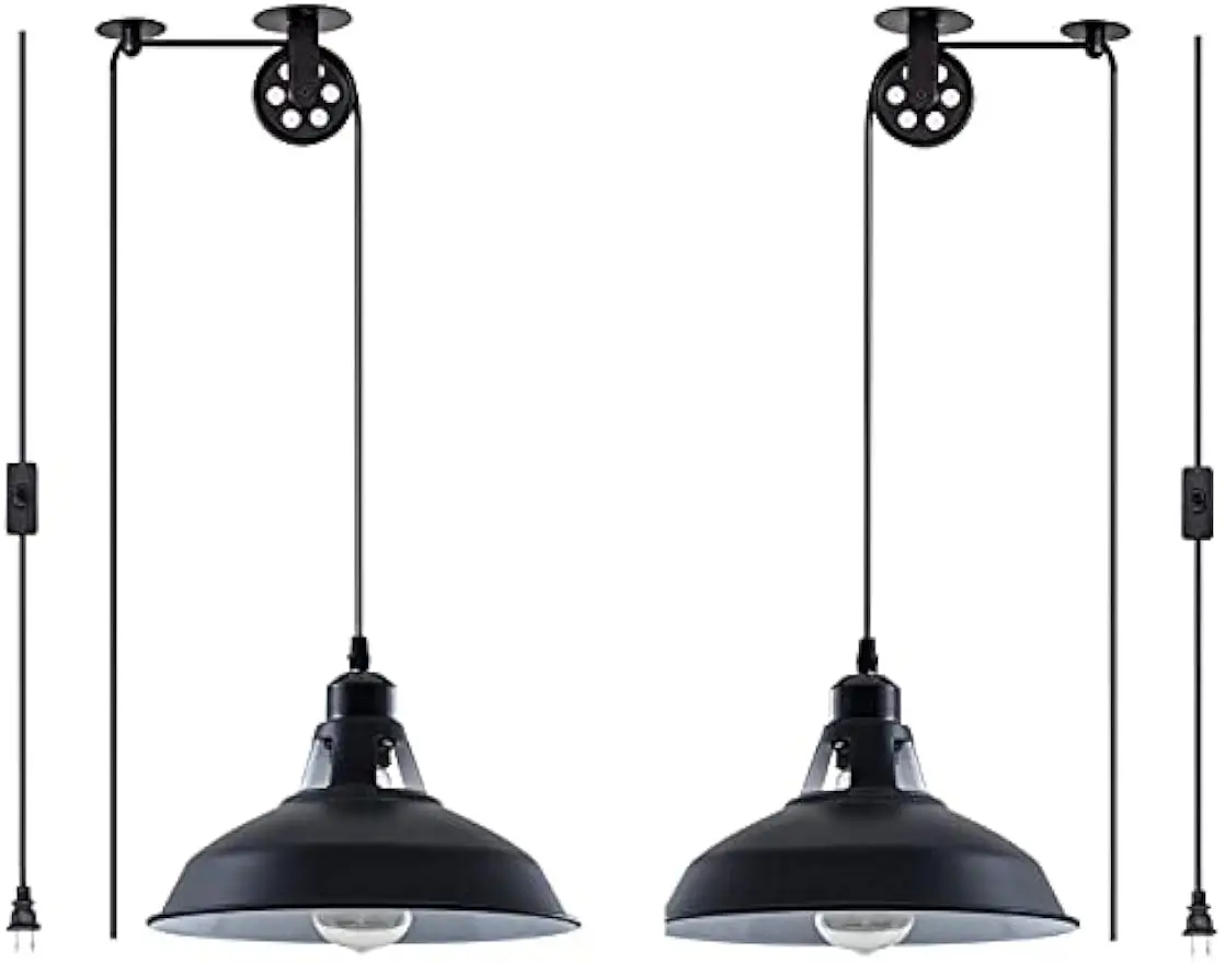 Винтажный промышленный подвесной светильник на шкиве с цоколем E26, шнуром длиной 16,4 фута и переключателем включения/выключения — 2 шт., черный
Винтажный промышленный подвесной светильник на шкиве с цоколем E26, шнуром длиной 16,4 фута и переключателем включения/выключения — 2 шт., черный