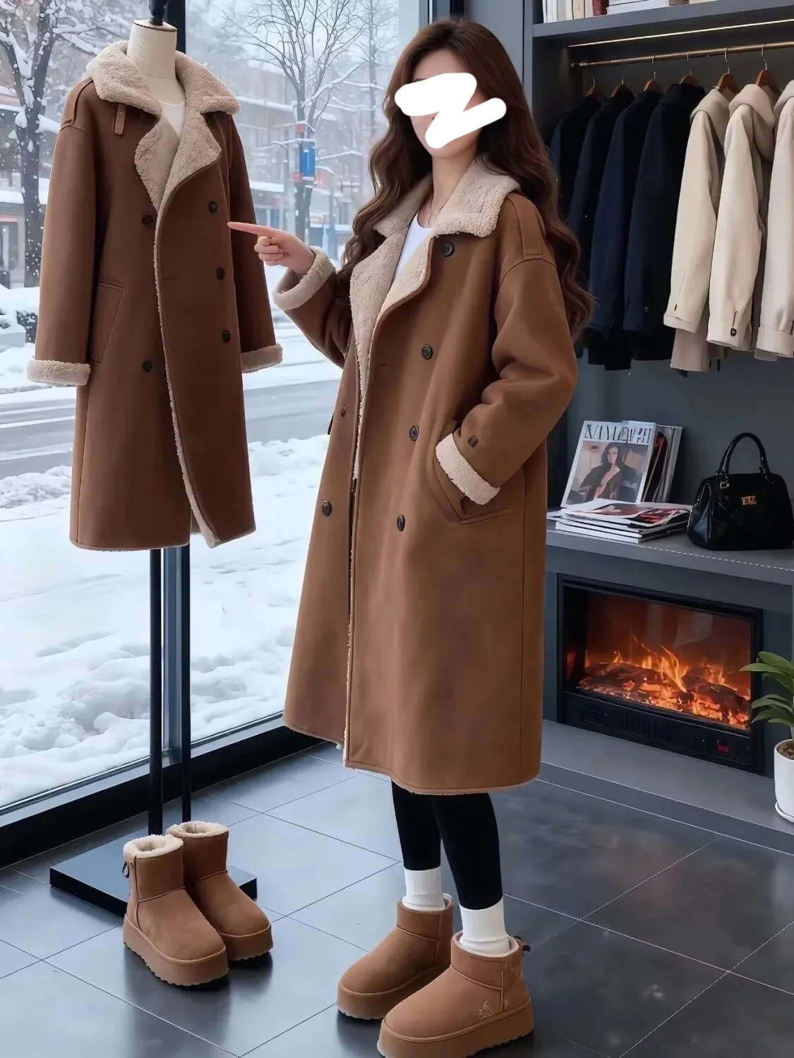 Thiened Leather Suede Coat Women's Knee-length One-piece Fur Winter New Sle Casual Commute Long Sve Double-breasted
Thiened Leather Suede Coat Women's Knee-length One-piece Fur Winter New Sle Casual Commute Long Sve Double-breasted