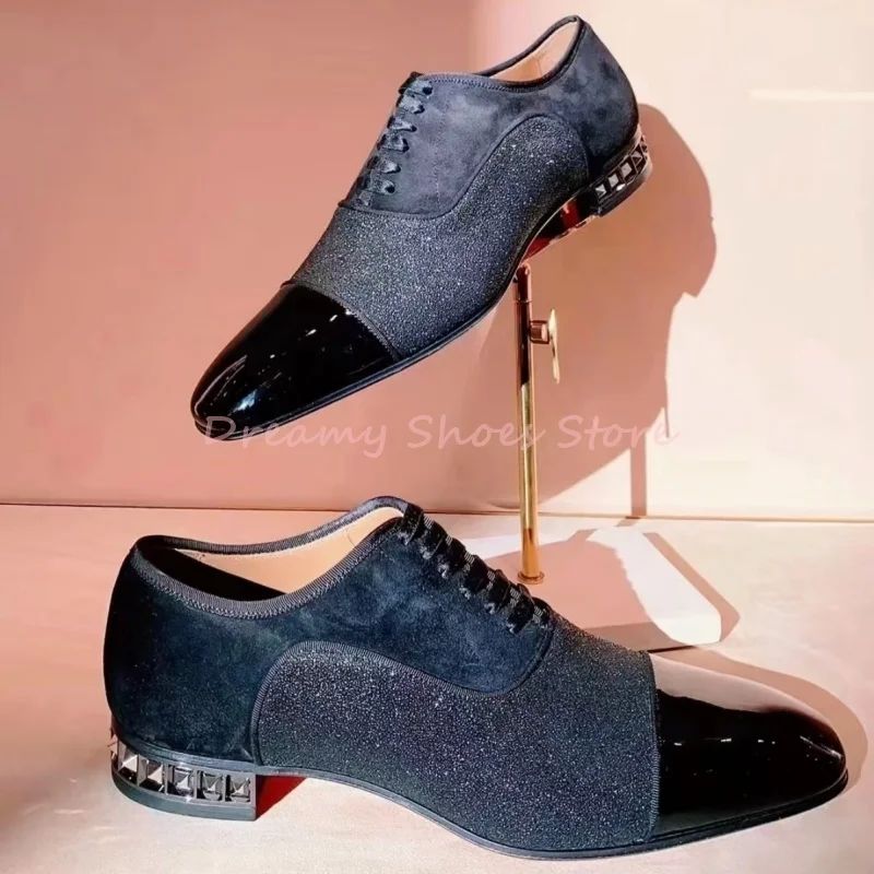 Black Rhinestones Lace Up Suede Men Dress Shoes Cross Strap Low Heels Patent Leather Oxfords Formal Business Office Male Shoes
Black Rhinestones Lace Up Suede Men Dress Shoes Cross Strap Low Heels Patent Leather Oxfords Formal Business Office Male Shoes