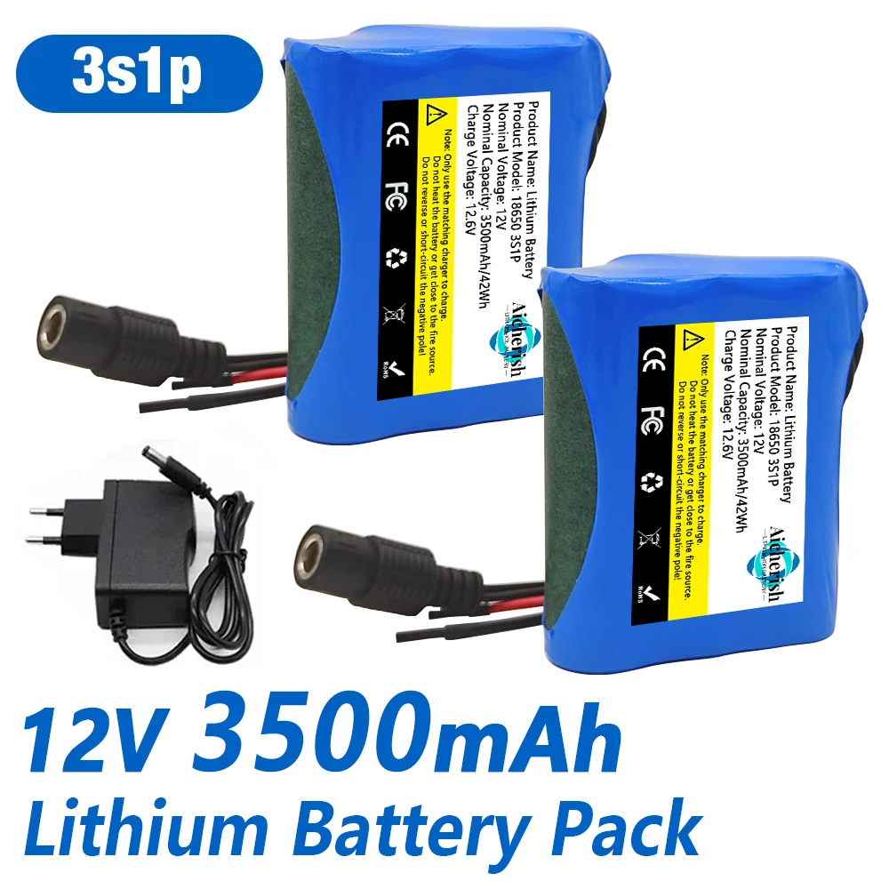 100% New 18650 3S1P Protection Plate12V 3.5Ah Battery Pack 12V 3500mAh Lithium ion DC 12.6V Super Rechargeable Battery + Charger
100% New 18650 3S1P Protection Plate12V 3.5Ah Battery Pack 12V 3500mAh Lithium ion DC 12.6V Super Rechargeable Battery + Charger