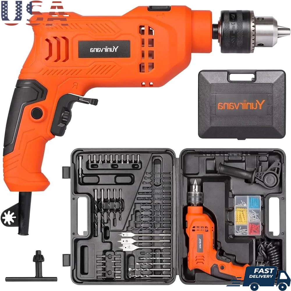 High Torque 4.5Amp Corded Impact Drill 1/2inch Adjustable Speed 0-3000RPM 105pcs Toolkit Home Improvement
High Torque 4.5Amp Corded Impact Drill 1/2inch Adjustable Speed 0-3000RPM 105pcs Toolkit Home Improvement