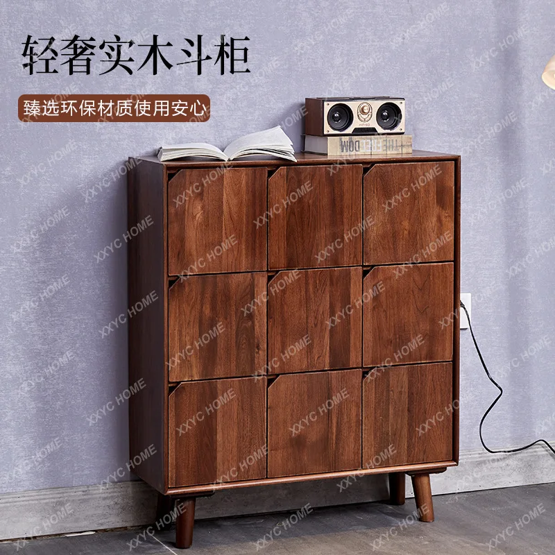 ML black walnut solid wood chest of drawers storage cabinets living room sideboard against the wall is light and luxurious
ML black walnut solid wood chest of drawers storage cabinets living room sideboard against the wall is light and luxurious