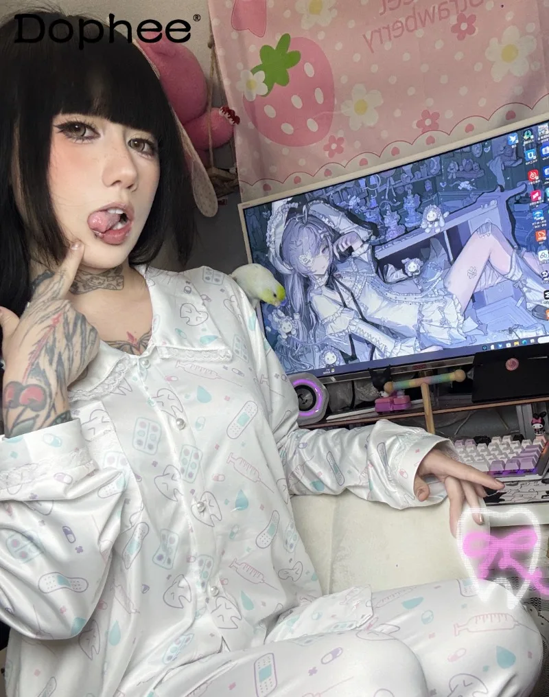 Y2k Subculture Japanese Original Lolita Cartoon Print Loungewear Cute Girl Cool Comfortable Long-sleeved Pajama Set
Y2k Subculture Japanese Original Lolita Cartoon Print Loungewear Cute Girl Cool Comfortable Long-sleeved Pajama Set
