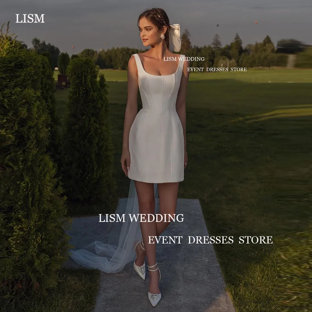 LISM Simple Short Mini Satin Square Bridal Party Gowns Sleeveless Above Knee Length Formal Wedding Party Dress Vestido de noiva
LISM Simple Short Mini Satin Square Bridal Party Gowns Sleeveless Above Knee Length Formal Wedding Party Dress Vestido de noiva