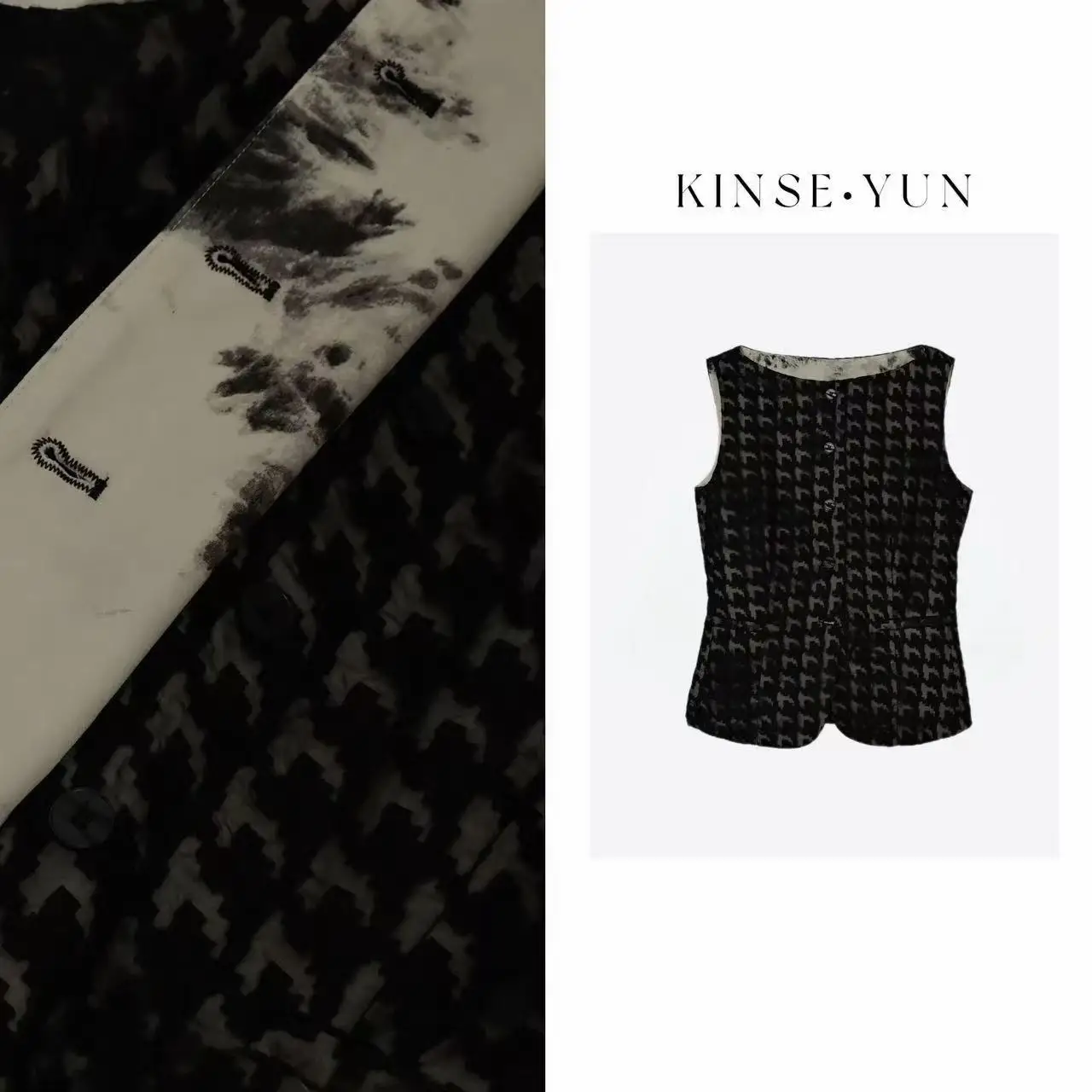 KINSE·YUN Women's Embroidered Mesh Vest KSY10001 Black Texture Design Sensation High-End Feel Short Cotton Blend Single Button
KINSE·YUN Women's Embroidered Mesh Vest KSY10001 Black Texture Design Sensation High-End Feel Short Cotton Blend Single Button