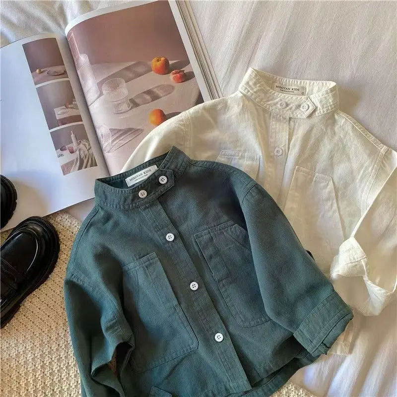 Children's Shirt Top Spring And Autumn Boys' Shirt New Children's Solid Color Stand Up Collar Shirt Boys' Top Coat
Children's Shirt Top Spring And Autumn Boys' Shirt New Children's Solid Color Stand Up Collar Shirt Boys' Top Coat