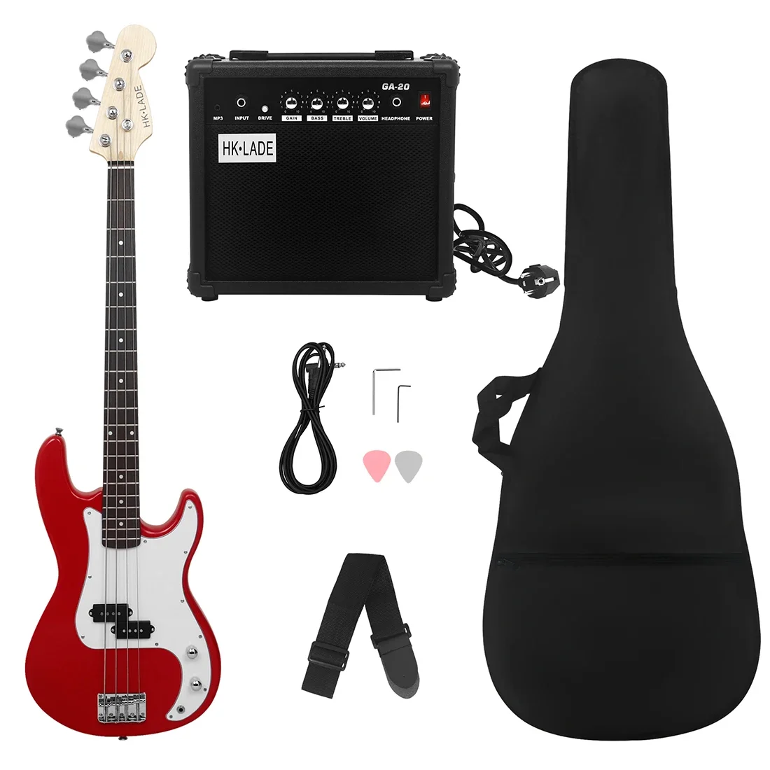 HK·LADE Bass Guitar 4 String 20 Frets Electric Bass Guitar Guitarra With Amp Bag Strap Necessary Bass Guitar Parts & Accessories
HK·LADE Bass Guitar 4 String 20 Frets Electric Bass Guitar Guitarra With Amp Bag Strap Necessary Bass Guitar Parts & Accessories