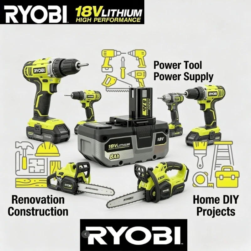 RYOBI 18V ONE+ 8.0Ah Li-ion Battery Pack - High Capacity Replacement for P108 P104 P107 Power Tools
RYOBI 18V ONE+ 8.0Ah Li-ion Battery Pack - High Capacity Replacement for P108 P104 P107 Power Tools