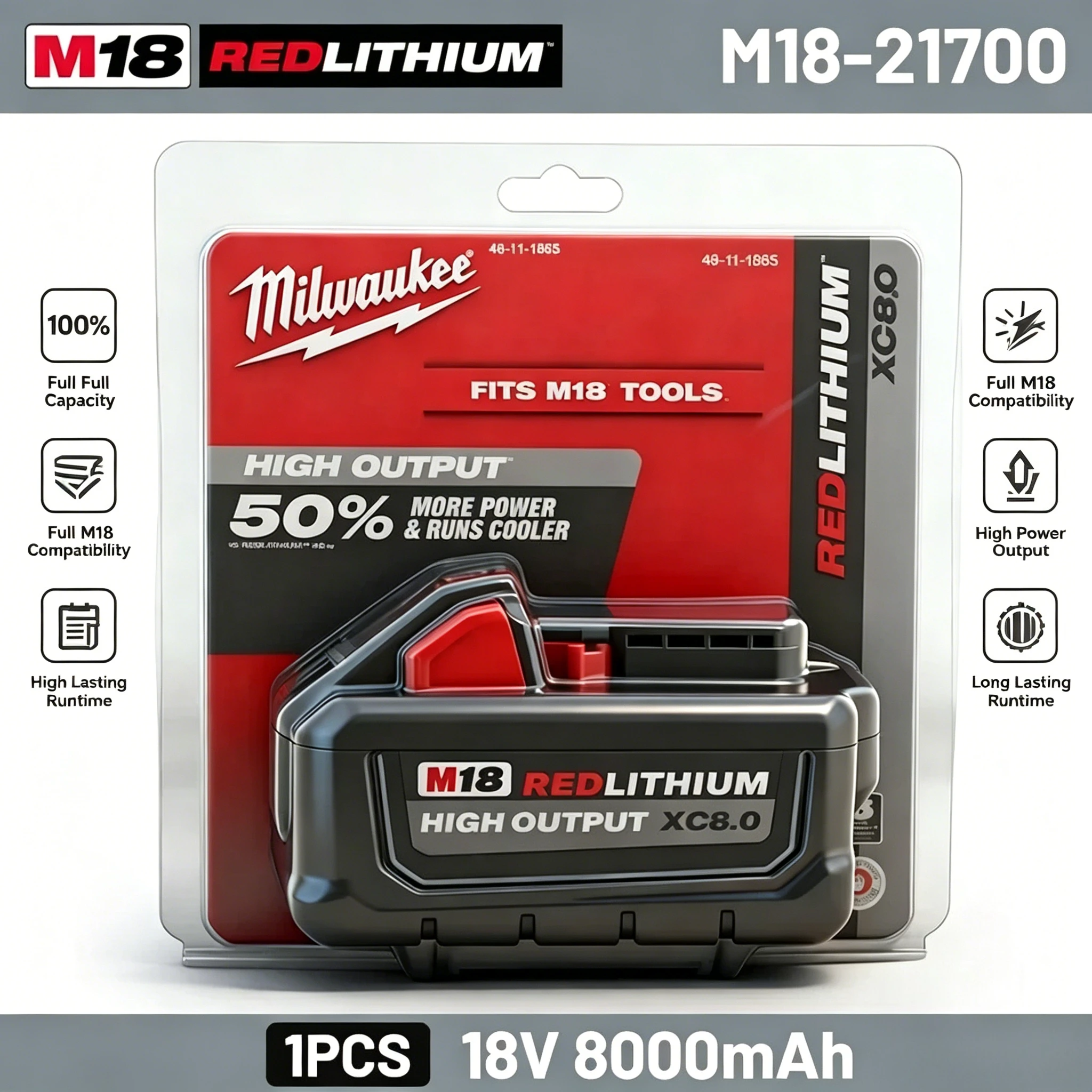 Milwaukee M18 XC Power Cell Pack Sealed Dustproof Integrated Frame Balanced Energy Output For Woodworking Drilling Sawing Tools
Milwaukee M18 XC Power Cell Pack Sealed Dustproof Integrated Frame Balanced Energy Output For Woodworking Drilling Sawing Tools
