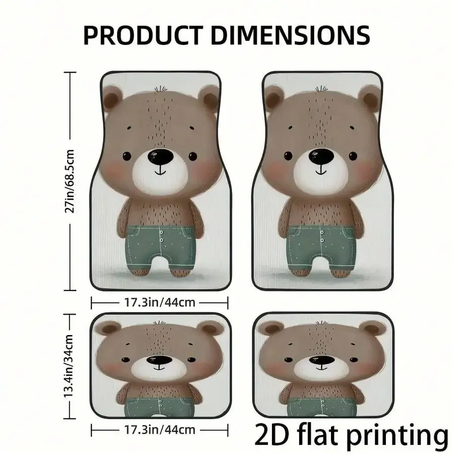 4-Piece Car Floor Mats Bear Cartoon Design Front Rear Washable Durable All Season Interior Protection
4-Piece Car Floor Mats Bear Cartoon Design Front Rear Washable Durable All Season Interior Protection