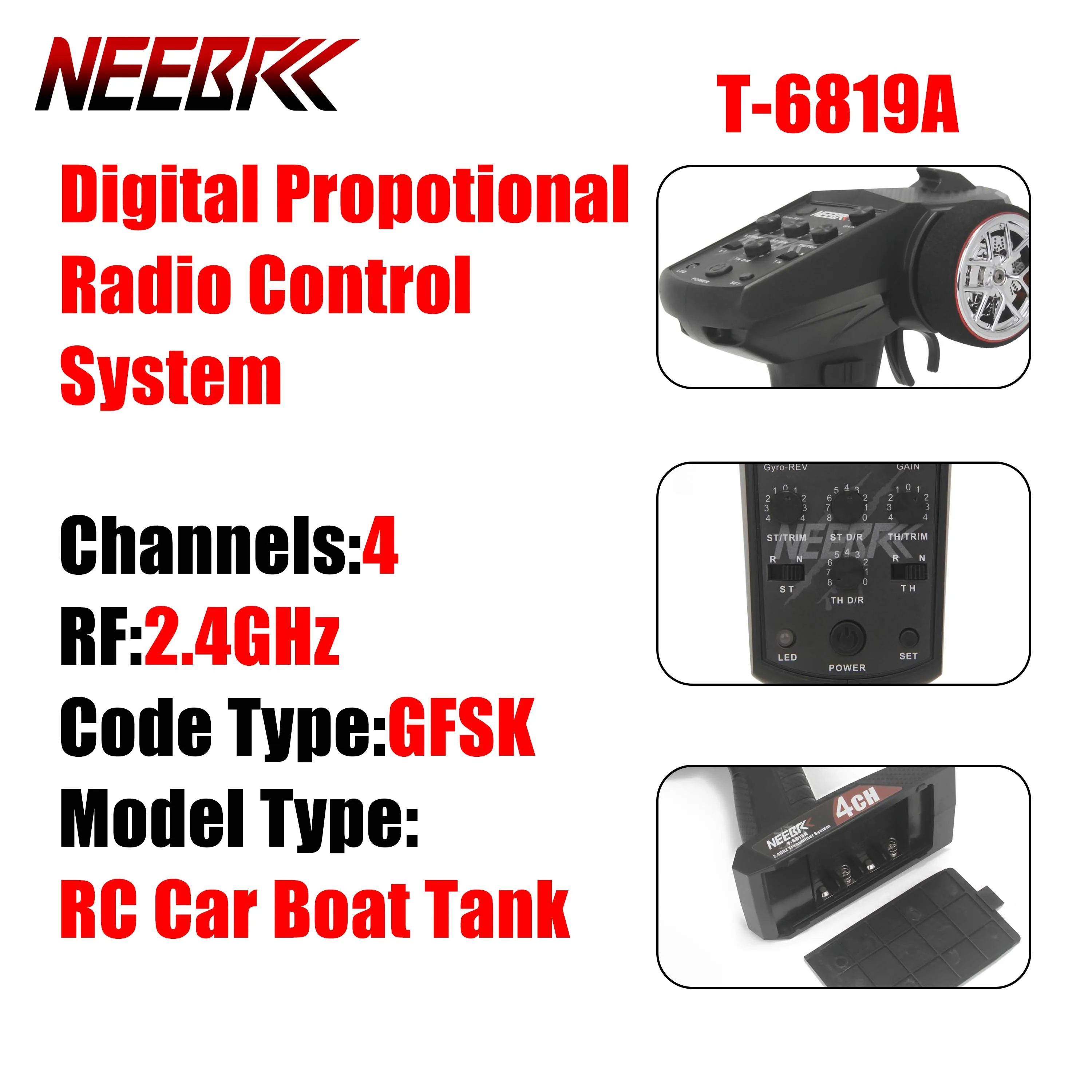 NEEBRC 4CH 2.4G Transmitter Digital Remote Controller Radio System Light Control Receiver for RC Model Car Boat Plane Toy Part
NEEBRC 4CH 2.4G Transmitter Digital Remote Controller Radio System Light Control Receiver for RC Model Car Boat Plane Toy Part
