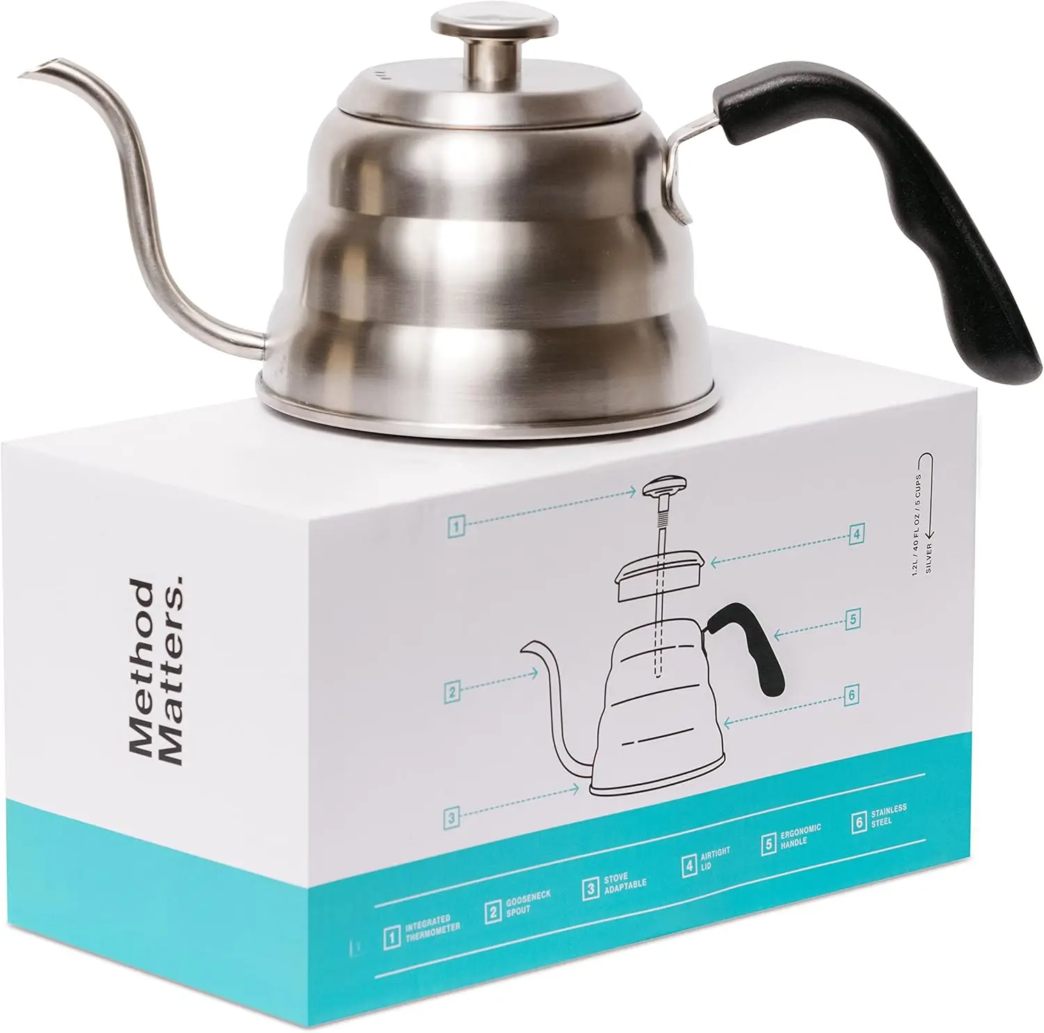 Gooseneck Coffee Kettle with Thermometer, Stainless Steel for Pour Over Brewing, 1.0 Liter Capacity
Gooseneck Coffee Kettle with Thermometer, Stainless Steel for Pour Over Brewing, 1.0 Liter Capacity