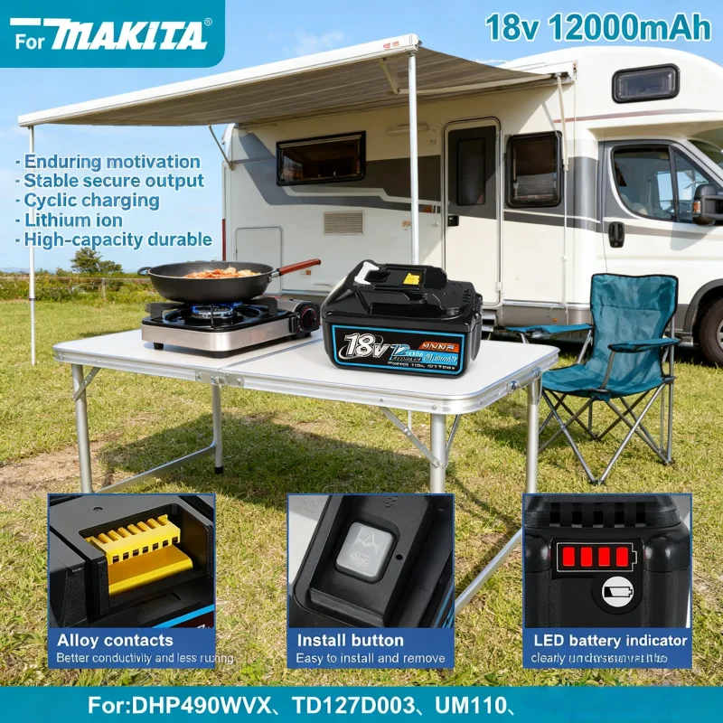 Genuin 12.0Ah 18V Cycling charging Lithium-Ion for MAKITA Electric tool for DGA404 DDF487 DTW700C BL1860B BL1850B & More ⚡✅
Genuin 12.0Ah 18V Cycling charging Lithium-Ion for MAKITA Electric tool for DGA404 DDF487 DTW700C BL1860B BL1850B & More ⚡✅