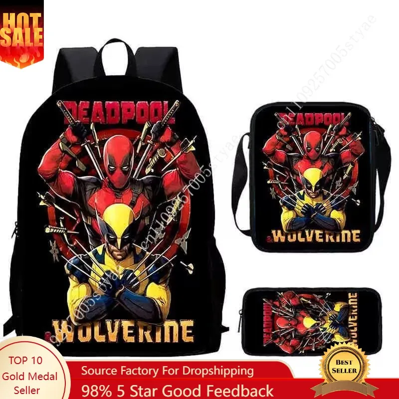 Marvel Wolverine and Deadpool character backpack shoulder bag pencil case school lunch bag lightweight travel three-piece set
Marvel Wolverine and Deadpool character backpack shoulder bag pencil case school lunch bag lightweight travel three-piece set