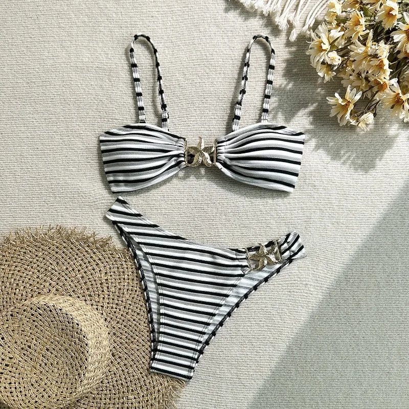 Women's 2 Piece Bikini Sets Halter Triangle String Bathing Suit Starfish Metal Swimsuits
Women's 2 Piece Bikini Sets Halter Triangle String Bathing Suit Starfish Metal Swimsuits