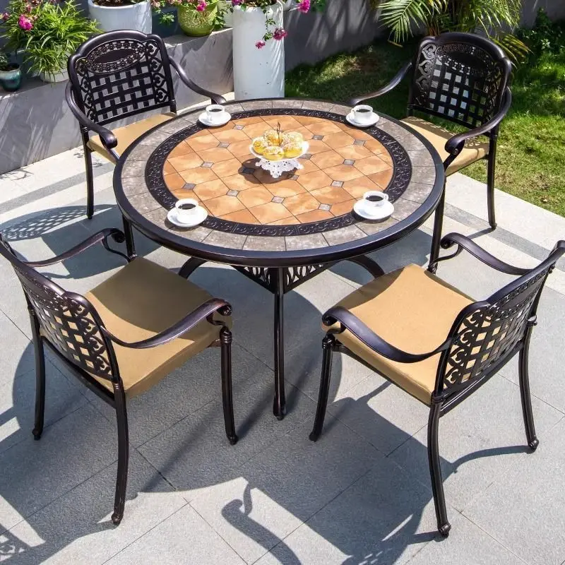 Outdoor tables and chairs Courtyard villa Garden floor Cast aluminum open-air balcony Tile round table Outdoor tables and chairs
Outdoor tables and chairs Courtyard villa Garden floor Cast aluminum open-air balcony Tile round table Outdoor tables and chairs