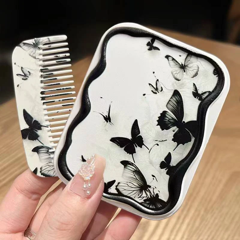 Ink Butterfly Flip-Top Folding Makeup Mirror Portable Pocket Mirror Women Rectangle Cosmetic Make Up Mirror With Comb
Ink Butterfly Flip-Top Folding Makeup Mirror Portable Pocket Mirror Women Rectangle Cosmetic Make Up Mirror With Comb