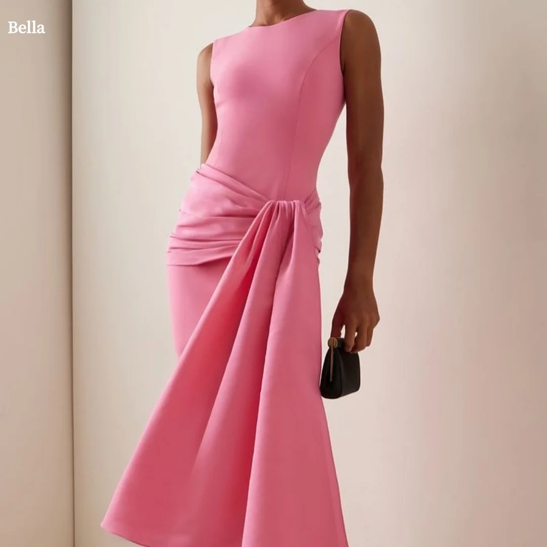Bella Customized Hot Pink Sleeveless Midi Prom Dress Ruched Draped Side Sheath Gown Robes de soirée Elegant Formal Party Dresses
Bella Customized Hot Pink Sleeveless Midi Prom Dress Ruched Draped Side Sheath Gown Robes de soirée Elegant Formal Party Dresses