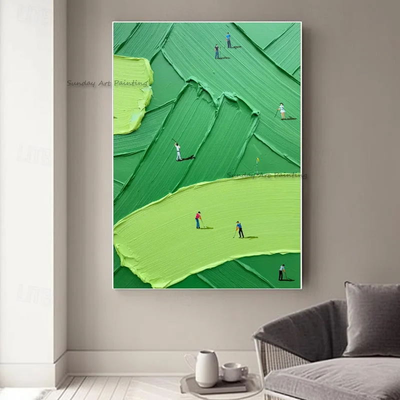 Green Golf Course People Playing Golf Texture Thick Oil Painting Handmade Blue White Abstract Canvas Wall Art Decor For Home
Green Golf Course People Playing Golf Texture Thick Oil Painting Handmade Blue White Abstract Canvas Wall Art Decor For Home