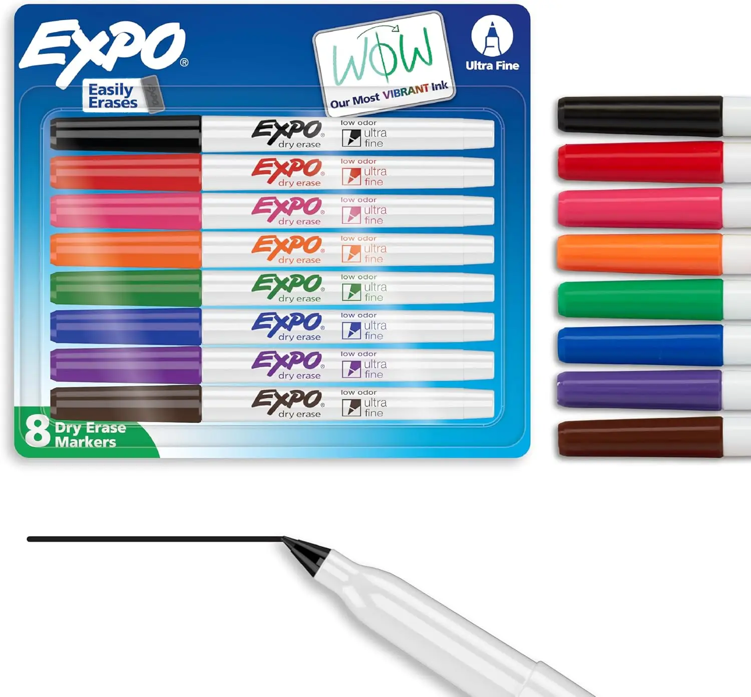 Ultra Fine Dry Erase Markers, 8 Assorted Colors, Low Odor, Vibrant Ink for Whiteboards & Glass
Ultra Fine Dry Erase Markers, 8 Assorted Colors, Low Odor, Vibrant Ink for Whiteboards & Glass