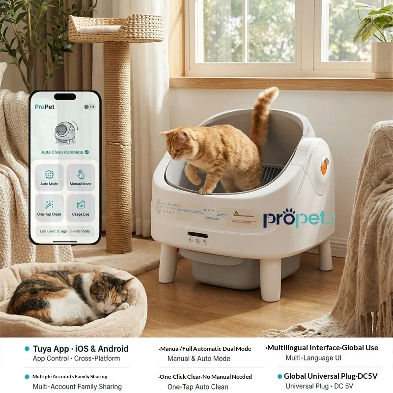 New Smart WiFi Fully Automatic Semi-Open Cat Litter Box, Large APP Controlled Self-Cleaning Kitty Toilet for Indoor Cats.
New Smart WiFi Fully Automatic Semi-Open Cat Litter Box, Large APP Controlled Self-Cleaning Kitty Toilet for Indoor Cats.
