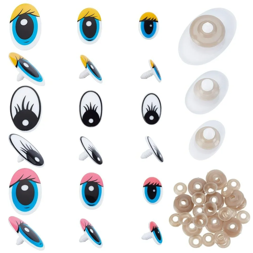 120 Sets 9 Styles Plastic Craft Eyes Cartoon False Eyes with Spacer Set Black Blue Craft Oval Eyes Cute Safety Eyes Animal Eyes
120 Sets 9 Styles Plastic Craft Eyes Cartoon False Eyes with Spacer Set Black Blue Craft Oval Eyes Cute Safety Eyes Animal Eyes