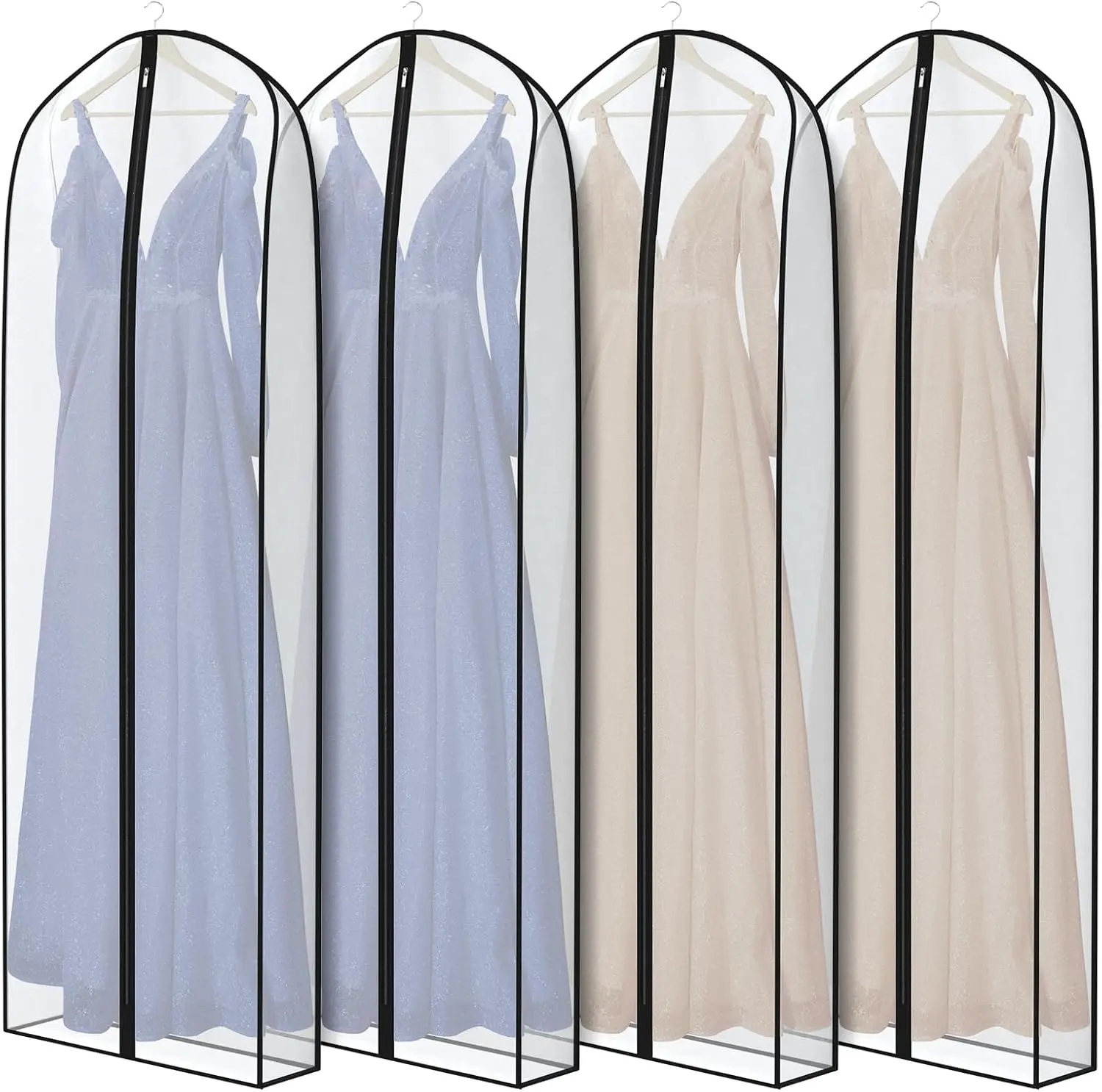 Набор из 4 длинных сумок для хранения свадебных платьев, дышащая шелковистая ткань с ластовицей 7 дюймов для организации шкафа без морщин
Набор из 4 длинных сумок для хранения свадебных платьев, дышащая шелковистая ткань с ластовицей 7 дюймов для организации шкафа без морщин