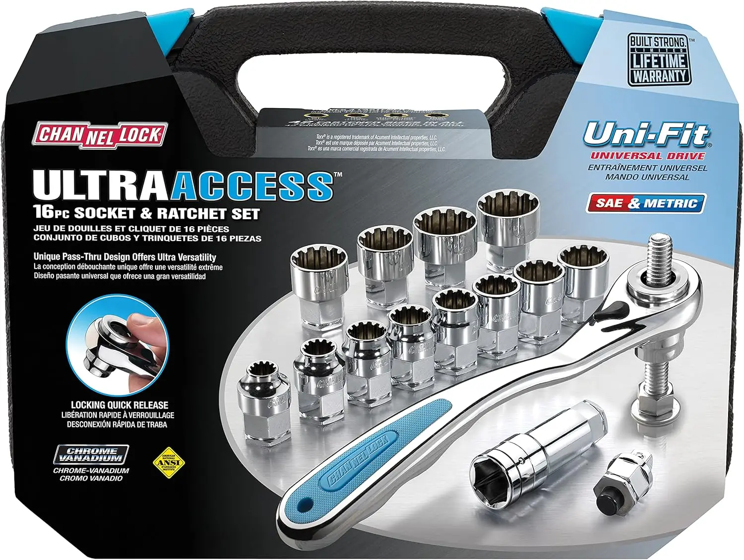 39100 Ultra Access Socket Set, 16 Piece, Chrome/Nickel
39100 Ultra Access Socket Set, 16 Piece, Chrome/Nickel