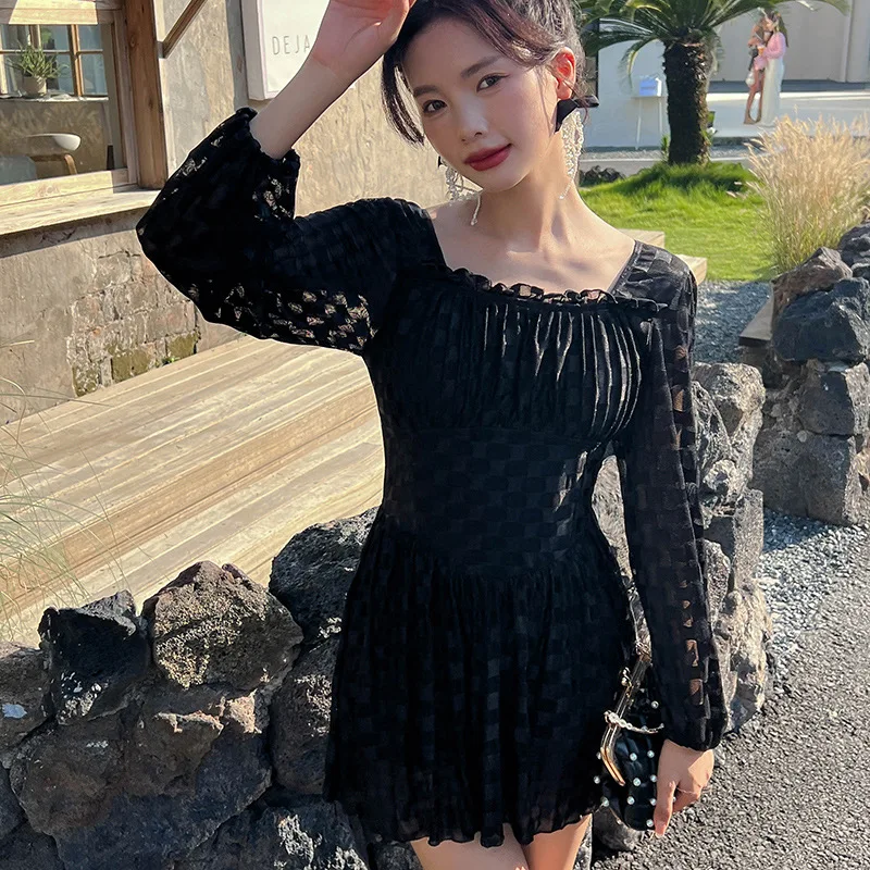Women's Plus Size Swimsuit 2023 Korean Female Black Long Sleeve Conservative One Piece Suit Bathing Suit Hot Spring Wear
Women's Plus Size Swimsuit 2023 Korean Female Black Long Sleeve Conservative One Piece Suit Bathing Suit Hot Spring Wear