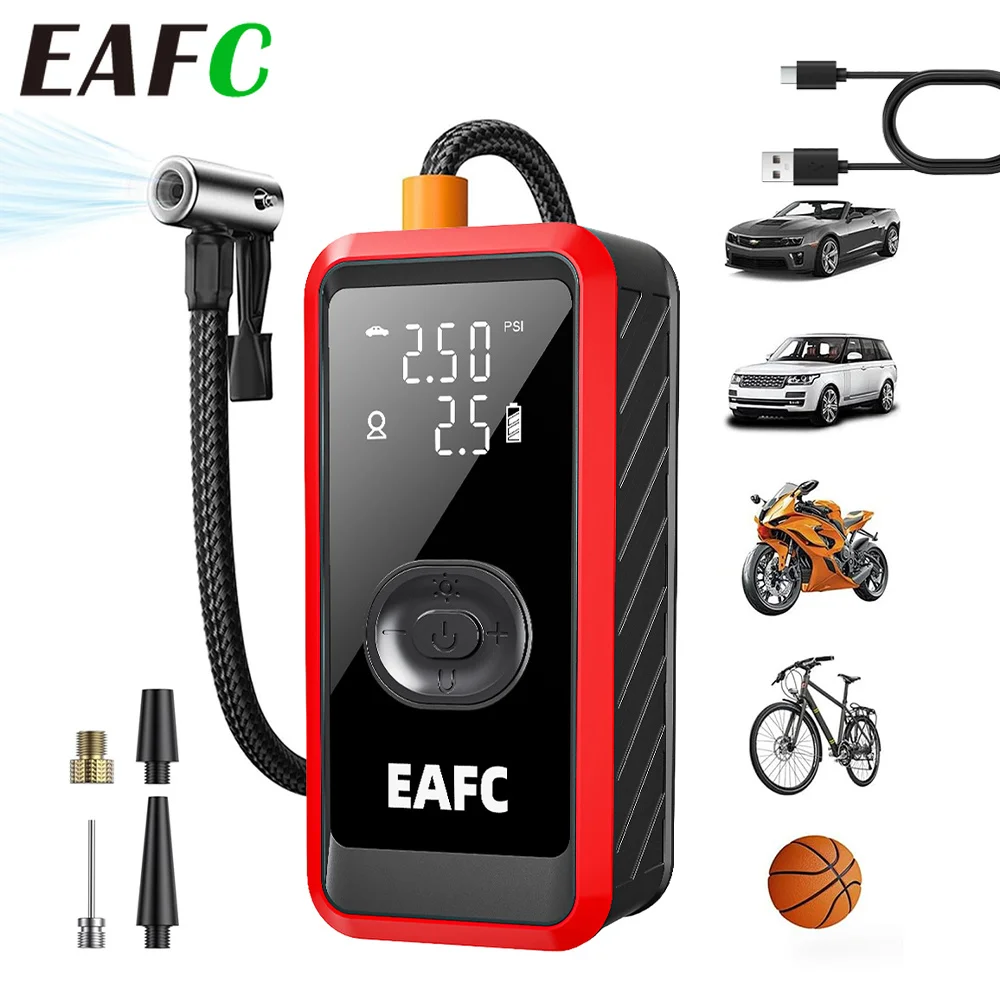 EAFC 4500mAh Wireless Car Air Pump Digital Display Portable Tire Fast Inflation Compressor for SUV MPV Vehicle Motorcycle Ball
EAFC 4500mAh Wireless Car Air Pump Digital Display Portable Tire Fast Inflation Compressor for SUV MPV Vehicle Motorcycle Ball