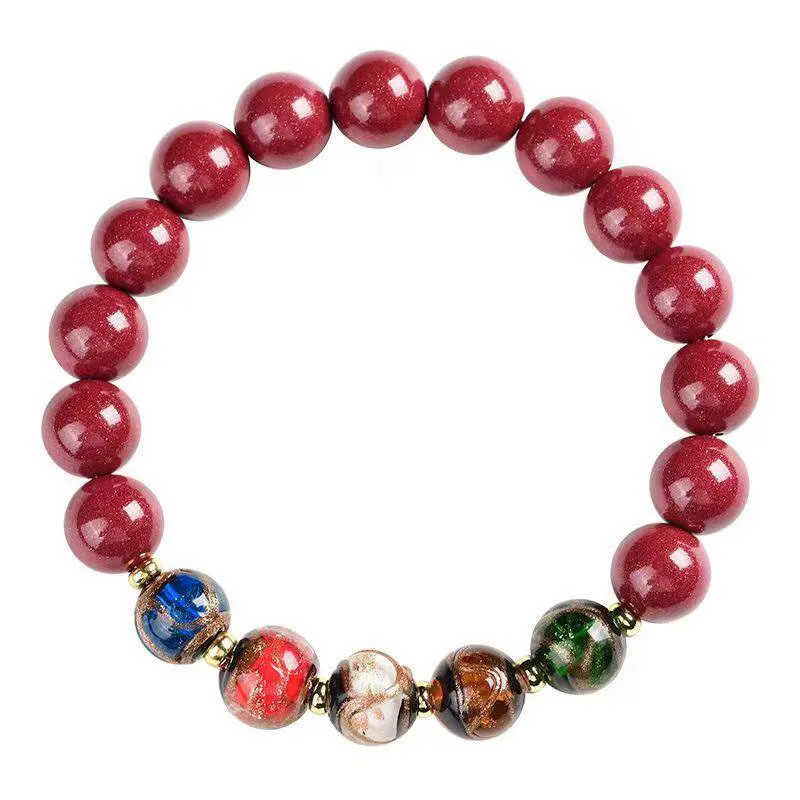 Cinnabar Bracelet with Purple Gold Sand Ash Glass Five Elements Style Beaded Bracelet Gifts
Cinnabar Bracelet with Purple Gold Sand Ash Glass Five Elements Style Beaded Bracelet Gifts